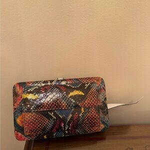 Multicolor Snakeskin Clutch